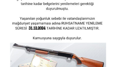 Yivsiz Tüfek Ruhsatname Yenileme Süresi 31 Aralık 2024’e Kadar Uzatıldı!