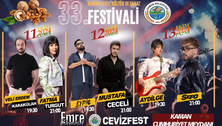 33. Kaman Ceviz Kültür ve Sanat Festivali Yarışmalarla Başlıyor!