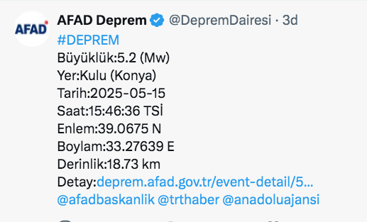 Konya'da deprem oldu! AFAD son dakika duyurdu büyüklüğü açıklandı - Resim: 0